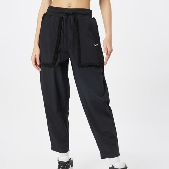 Nike NWOT Women's Sportswear Essential Woven Black Fleece Jogger High Rise Pants - Picture 1 of 14